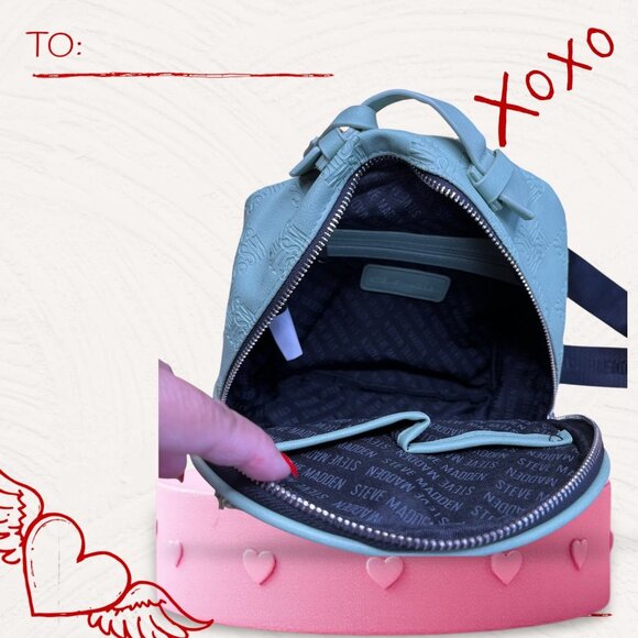 Steve Madden Embossed Mint Green Mini Backpack With Tassel - Picture 4 of 8